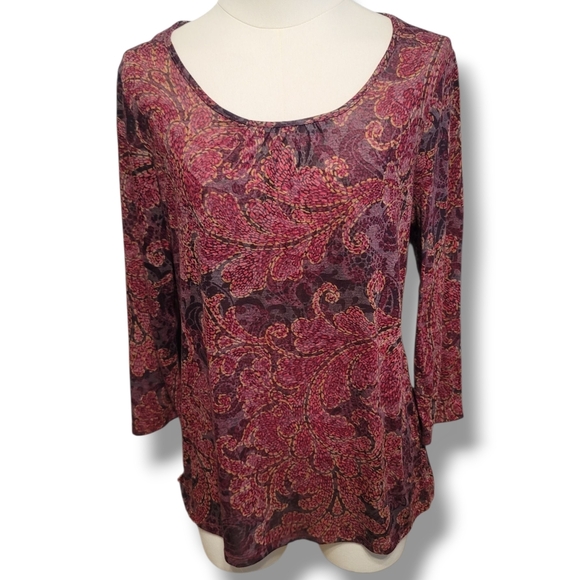 Coldwater Creek Paisley Blouse - Burgundy and Plum - Picture 1 of 9